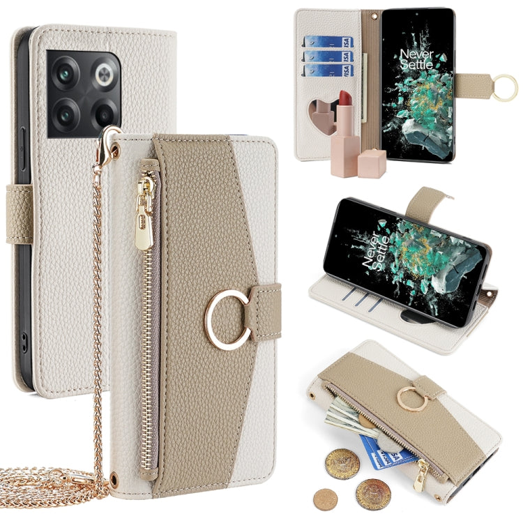 For OnePlus 10T Crossbody Litchi Texture Leather Phone Case(White) - OnePlus Cases by PMC TechLife | Online Shopping South Africa | PMC TechLife | Buy Now Pay Later Mobicred