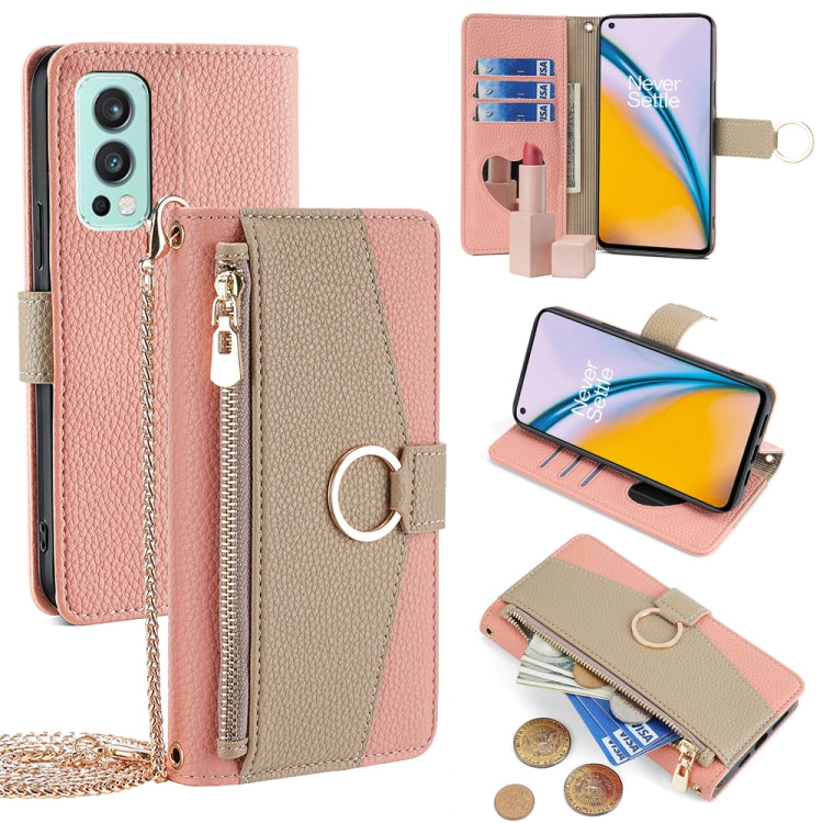 For OnePlus Nord 2 5G Crossbody Litchi Texture Leather Phone Case(Pink) - OnePlus Cases by PMC TechLife | Online Shopping South Africa | PMC TechLife | Buy Now Pay Later Mobicred