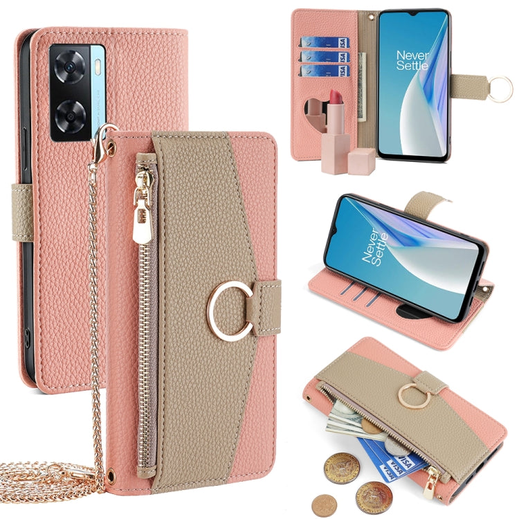 For OnePlus Nord N20 SE Crossbody Litchi Texture Leather Phone Case(Pink) - OnePlus Cases by PMC TechLife | Online Shopping South Africa | PMC TechLife | Buy Now Pay Later Mobicred