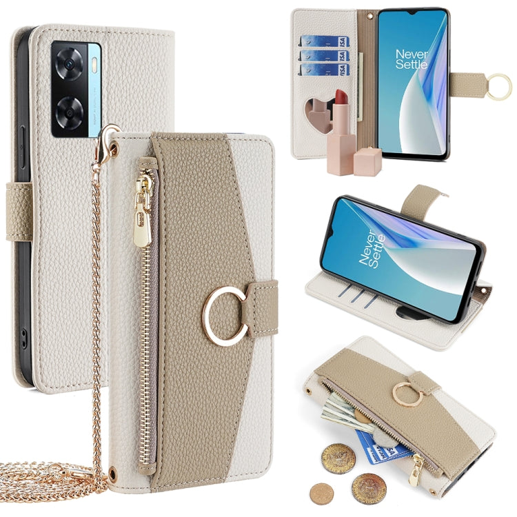 For OnePlus Nord N20 SE Crossbody Litchi Texture Leather Phone Case(White) - OnePlus Cases by PMC TechLife | Online Shopping South Africa | PMC TechLife | Buy Now Pay Later Mobicred