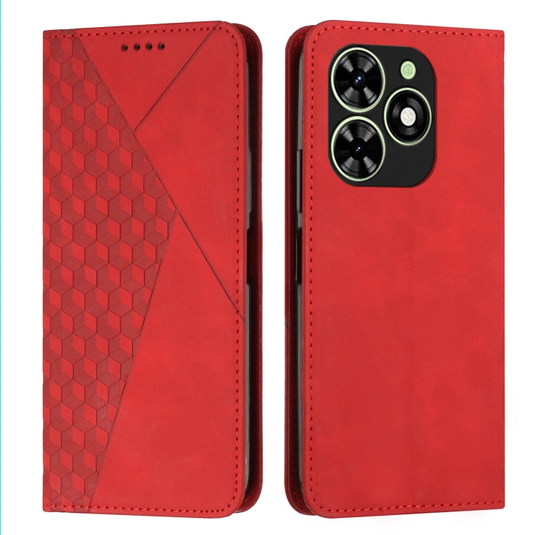 For Tecno Spark Go 2024 / POP 8 Diamond Splicing Skin Feel Magnetic Leather Phone Case(Red) - Tecno Cases by PMC Jewellery | Online Shopping South Africa | PMC Jewellery | Buy Now Pay Later Mobicred
