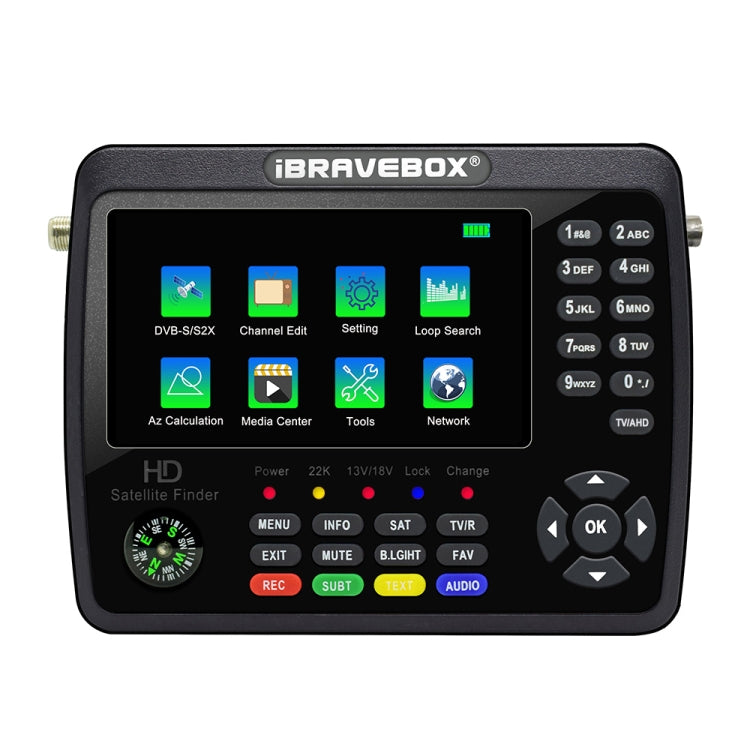 iBRAVEBOX V10 Finder Max+ 4.3 inch Display Digital Satellite Meter Signal Finder, Support DVB-S/S2/S2X AHD, Plug Type:UK Plug(Black) - Satellite Finder by PMC TechLife | Online Shopping South Africa | PMC TechLife | Buy Now Pay Later Mobicred