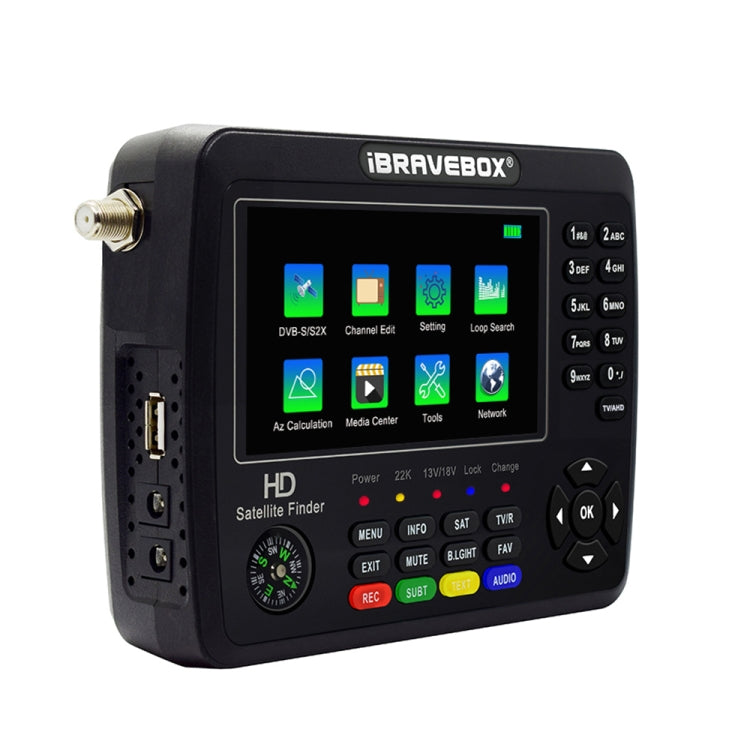 iBRAVEBOX V10 Finder Max+ 4.3 inch Display Digital Satellite Meter Signal Finder, Support DVB-S/S2/S2X AHD, Plug Type:UK Plug(Black) - Satellite Finder by PMC TechLife | Online Shopping South Africa | PMC TechLife | Buy Now Pay Later Mobicred