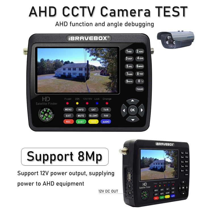 iBRAVEBOX V10 Finder Max+ 4.3 inch Display Digital Satellite Meter Signal Finder, Support DVB-S/S2/S2X AHD, Plug Type:UK Plug(Black) - Satellite Finder by PMC TechLife | Online Shopping South Africa | PMC TechLife | Buy Now Pay Later Mobicred