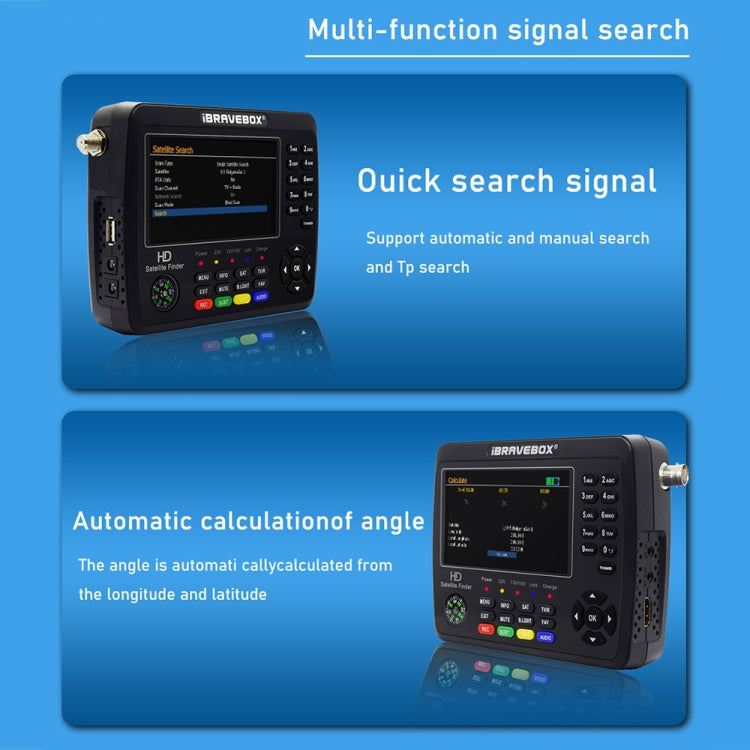 iBRAVEBOX V10 Finder Max+ 4.3 inch Display Digital Satellite Meter Signal Finder, Support DVB-S/S2/S2X AHD, Plug Type:EU Plug(Black) - Satellite Finder by PMC TechLife | Online Shopping South Africa | PMC TechLife | Buy Now Pay Later Mobicred
