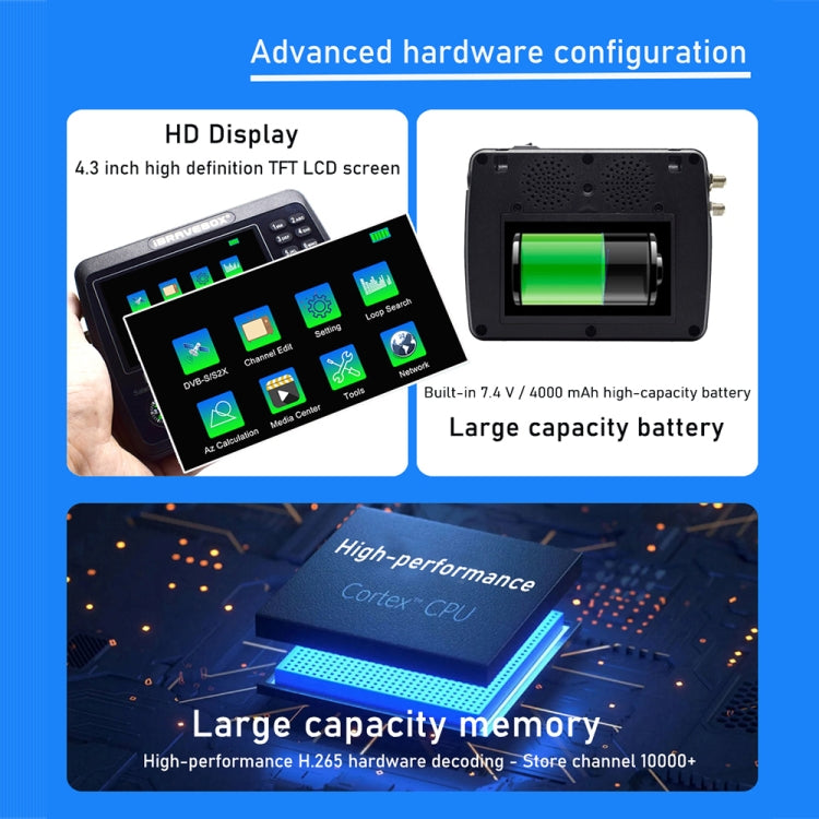 iBRAVEBOX V10 Finder Max+ 4.3 inch Display Digital Satellite Meter Signal Finder, Support DVB-S/S2/S2X AHD, Plug Type:US Plug(Black) - Satellite Finder by PMC TechLife | Online Shopping South Africa | PMC TechLife | Buy Now Pay Later Mobicred