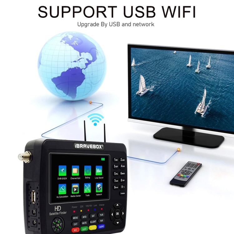 iBRAVEBOX V10 Finder Max+ 4.3 inch Display Digital Satellite Meter Signal Finder, Support DVB-S/S2/S2X AHD, Plug Type:AU Plug(Black) - Satellite Finder by PMC TechLife | Online Shopping South Africa | PMC TechLife | Buy Now Pay Later Mobicred