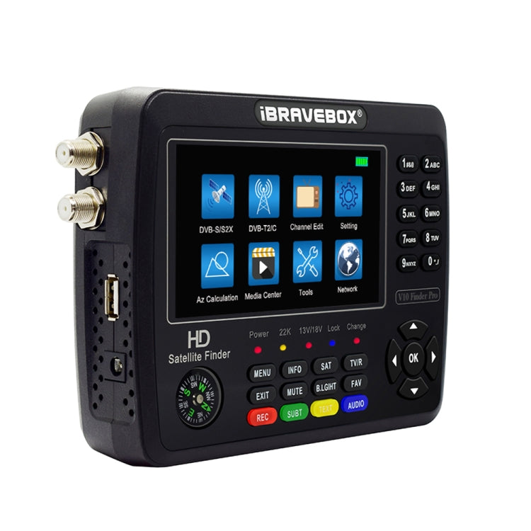 iBRAVEBOX V10 Finder Pro 4.3 inch Display Digital Satellite Meter Signal Finder, Support DVB-S/S2/S2X/T/T2/C, Plug Type:US Plug(Black) - free shipping - PMC TechLife - Order now!