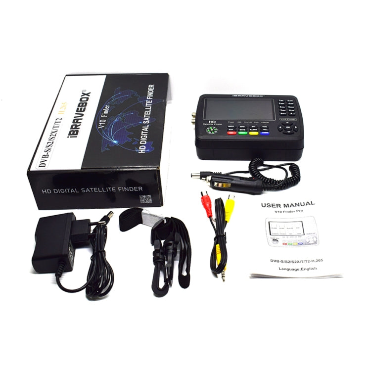 iBRAVEBOX V10 Finder Pro 4.3 inch Display Digital Satellite Meter Signal Finder, Support DVB-S/S2/S2X/T/T2/C, Plug Type:US Plug(Black) - free shipping - PMC TechLife - Order now!