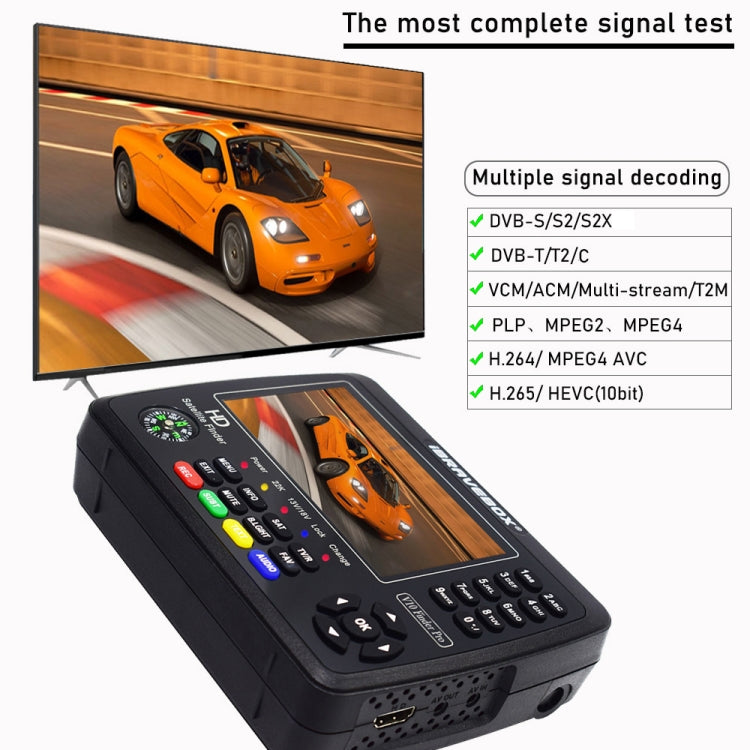 iBRAVEBOX V10 Finder Pro 4.3 inch Display Digital Satellite Meter Signal Finder, Support DVB-S/S2/S2X/T/T2/C, Plug Type:US Plug(Black) - free shipping - PMC TechLife - Order now!