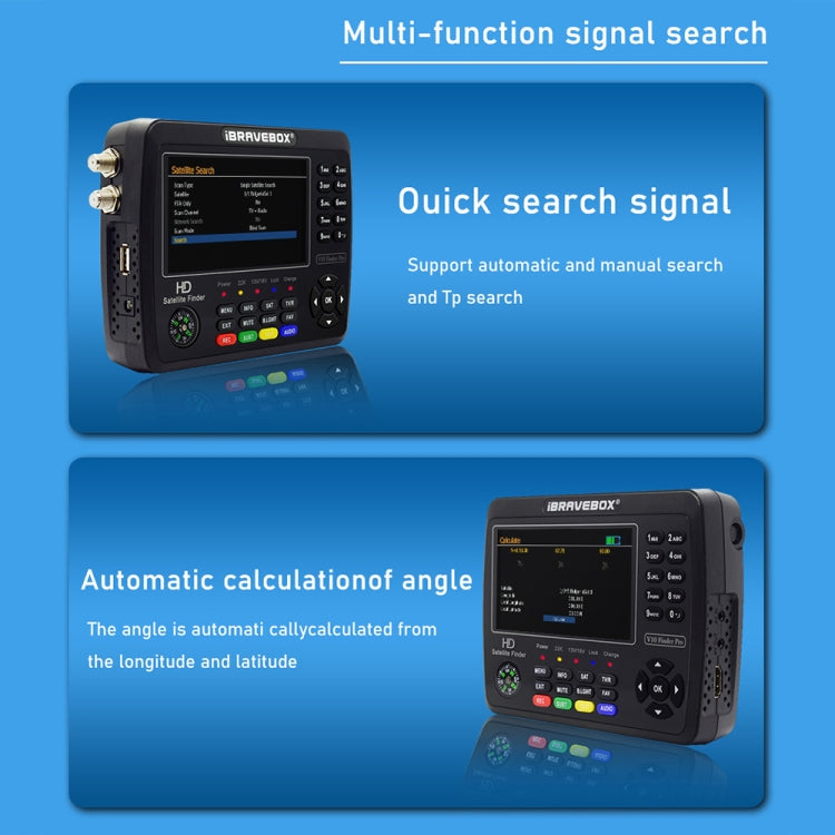 iBRAVEBOX V10 Finder Pro 4.3 inch Display Digital Satellite Meter Signal Finder, Support DVB-S/S2/S2X/T/T2/C, Plug Type:US Plug(Black) - free shipping - PMC TechLife - Order now!