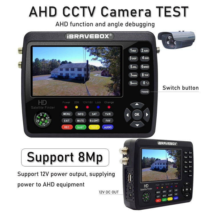 iBRAVEBOX V10 Finder Pro+ 4.3 inch Display Digital Satellite Meter Signal Finder, Support DVB-S/S2/S2X/T/T2/C AHD, Plug Type:EU Plug(Black) - free shipping - PMC TechLife - Order now!