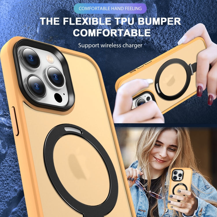 For iPhone 15 Pro Max MagSafe Holder Skin-feel PC Hybrid TPU Phone Case(Orange) - iPhone 15 Pro Max Cases by PMC TechLife | Online Shopping South Africa | PMC TechLife