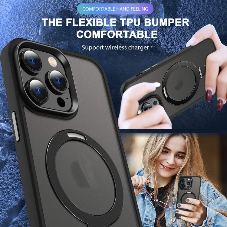 For iPhone 15 Pro MagSafe Holder Skin-feel PC Hybrid TPU Phone Case(Black) - iPhone 15 Pro Cases by PMC TechLife | Online Shopping South Africa | PMC TechLife
