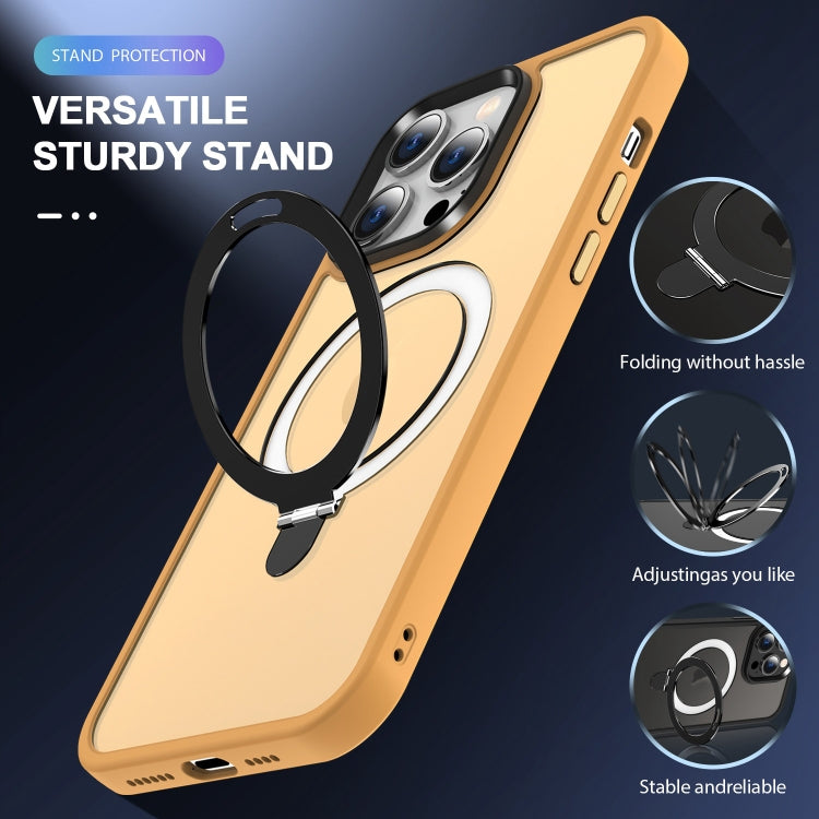 For iPhone 15 Skin-feel MagSafe Holder PC Hybrid TPU Phone Case(Orange) - iPhone 15 Cases by PMC TechLife | Online Shopping South Africa | PMC TechLife | Buy Now Pay Later Mobicred