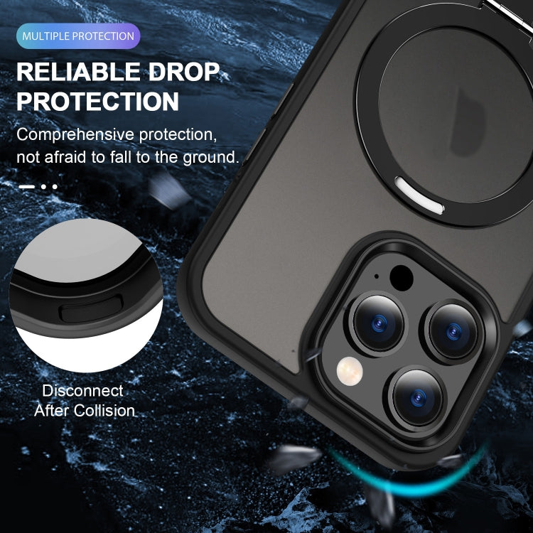 For iPhone 15 MagSafe Holder Skin-feel PC Hybrid TPU Phone Case(Black) - iPhone 15 Cases by PMC TechLife | Online Shopping South Africa | PMC TechLife