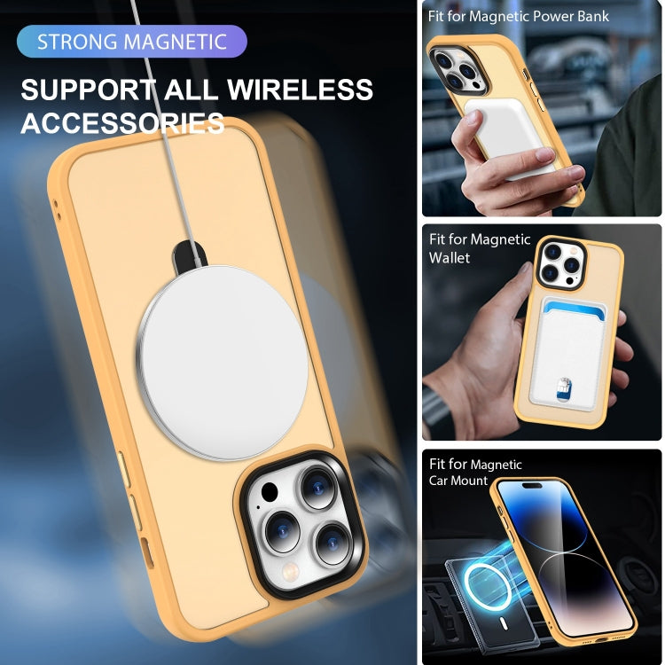 For iPhone 14 MagSafe Holder Skin-feel PC Hybrid TPU Phone Case(Orange) - iPhone 14 Cases by PMC TechLife | Online Shopping South Africa | PMC TechLife