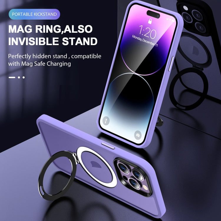 For iPhone 14 Pro Skin-feel MagSafe Holder PC Hybrid TPU Phone Case(Purple) - free shipping - PMC TechLife - Order now!