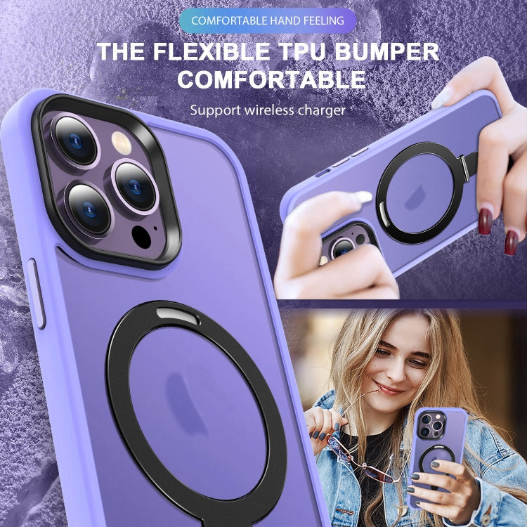 For iPhone 14 Pro Skin-feel MagSafe Holder PC Hybrid TPU Phone Case(Purple) - free shipping - PMC TechLife - Order now!
