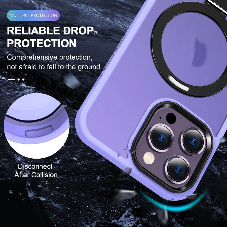 For iPhone 14 Pro Skin-feel MagSafe Holder PC Hybrid TPU Phone Case(Purple) - free shipping - PMC TechLife - Order now!