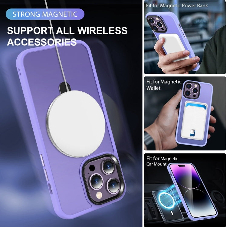 For iPhone 14 Pro Skin-feel MagSafe Holder PC Hybrid TPU Phone Case(Purple) - free shipping - PMC TechLife - Order now!