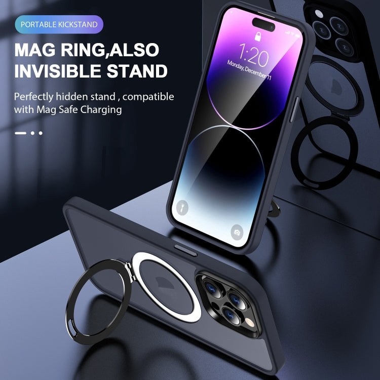 For iPhone 14 Pro Max MagSafe Holder Skin-feel PC Hybrid TPU Phone Case(Dark Blue) - iPhone 14 Pro Max Cases by PMC TechLife | Online Shopping South Africa | PMC TechLife