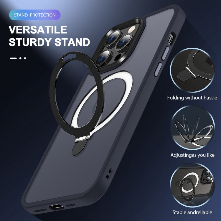 For iPhone 14 Pro Max MagSafe Holder Skin-feel PC Hybrid TPU Phone Case(Dark Blue) - iPhone 14 Pro Max Cases by PMC TechLife | Online Shopping South Africa | PMC TechLife