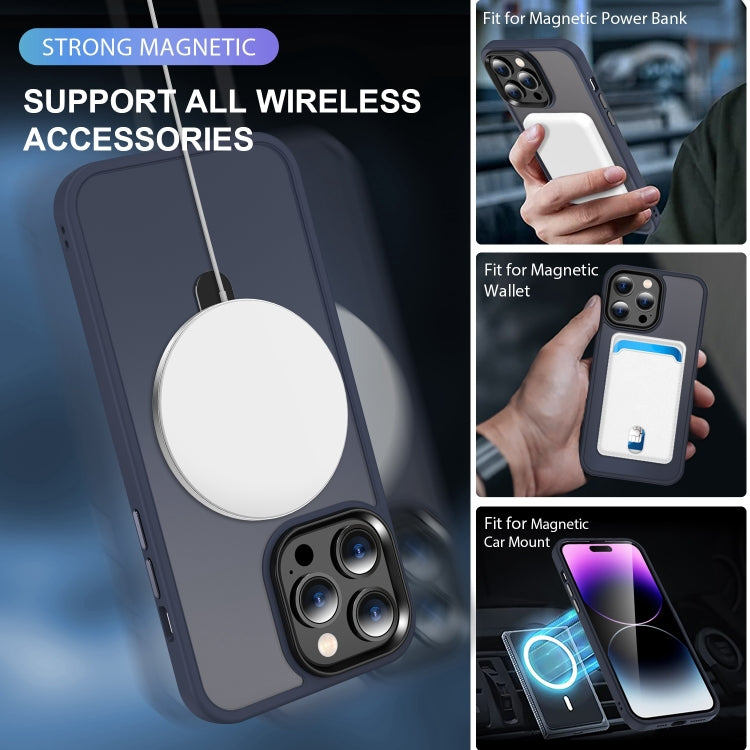 For iPhone 14 Pro Max MagSafe Holder Skin-feel PC Hybrid TPU Phone Case(Dark Blue) - iPhone 14 Pro Max Cases by PMC TechLife | Online Shopping South Africa | PMC TechLife