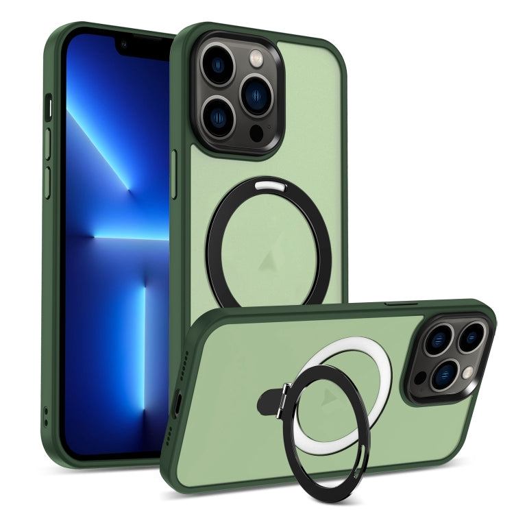 For iPhone 13 Pro Skin-feel MagSafe Holder PC Hybrid TPU Phone Case(Green) - iPhone 13 Pro Cases by PMC TechLife | Online Shopping South Africa | PMC TechLife | Buy Now Pay Later Mobicred
