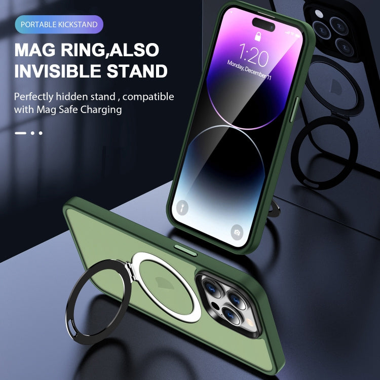 For iPhone 13 Pro Skin-feel MagSafe Holder PC Hybrid TPU Phone Case(Green) - iPhone 13 Pro Cases by PMC TechLife | Online Shopping South Africa | PMC TechLife | Buy Now Pay Later Mobicred