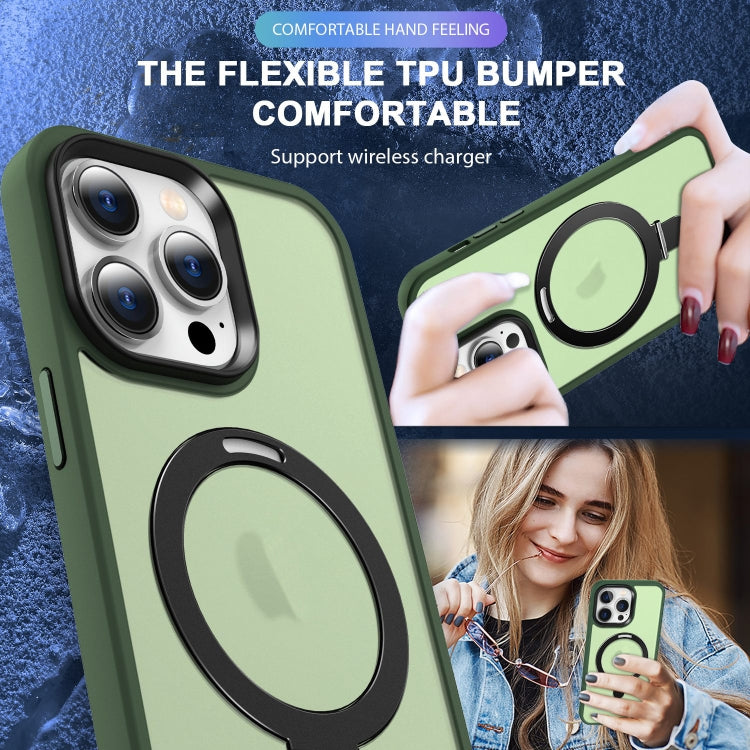 For iPhone 13 Pro Skin-feel MagSafe Holder PC Hybrid TPU Phone Case(Green) - iPhone 13 Pro Cases by PMC TechLife | Online Shopping South Africa | PMC TechLife | Buy Now Pay Later Mobicred