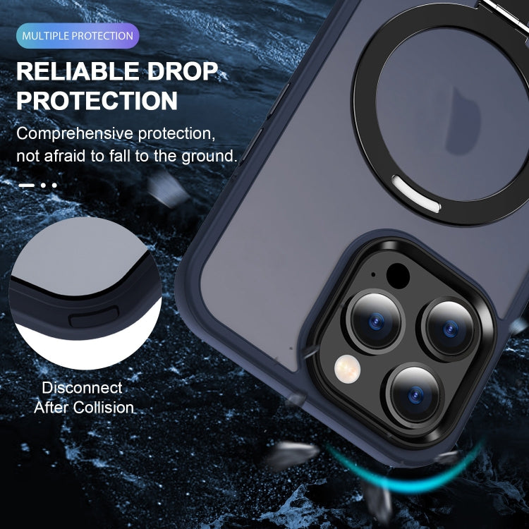 For iPhone 13 MagSafe Holder Skin-feel PC Hybrid TPU Phone Case(Dark Blue) - iPhone 13 Cases by PMC TechLife | Online Shopping South Africa | PMC TechLife