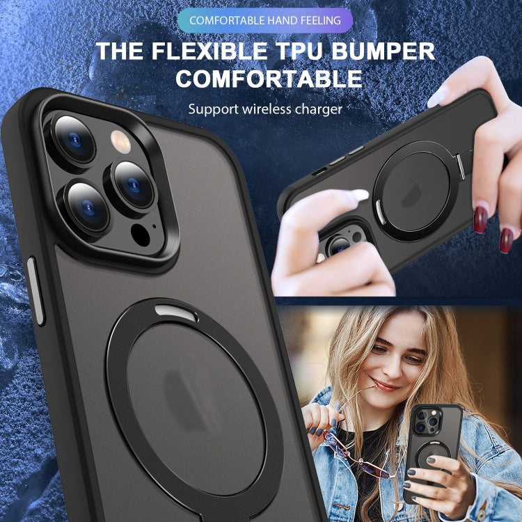 For iPhone 16 Pro Skin-feel MagSafe Holder PC Hybrid TPU Phone Case(Black) - free shipping - PMC TechLife - Order now!