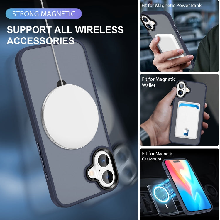 For iPhone 16 Plus Skin-feel MagSafe Holder PC Hybrid TPU Phone Case(Dark Blue) - free shipping - PMC TechLife - Order now!