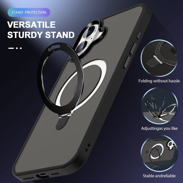 For iPhone 16 MagSafe Holder Skin-feel PC Hybrid TPU Phone Case(Black) - iPhone 16 Cases by PMC TechLife | Online Shopping South Africa | PMC TechLife | Buy Now Pay Later Mobicred