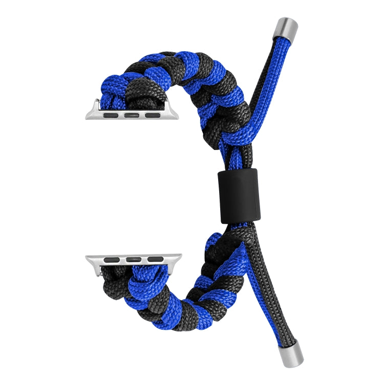 For Apple Watch SE 2023 44mm Paracord Fishtail Braided Silicone Bead Watch Band(Black Blue) - Watch Bands by PMC TechLife | Online Shopping South Africa | PMC TechLife