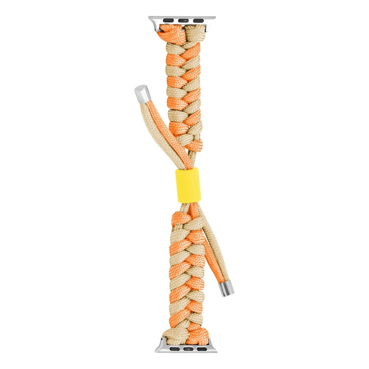 For Apple Watch Ultra 49mm Paracord Fishtail Braided Silicone Bead Watch Band(Orange Yellow) - free shipping - PMC Jewellery - Order now!