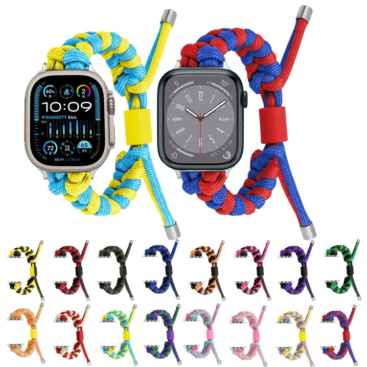 For Apple Watch Ultra 49mm Paracord Fishtail Braided Silicone Bead Watch Band(Orange Yellow) - free shipping - PMC Jewellery - Order now!