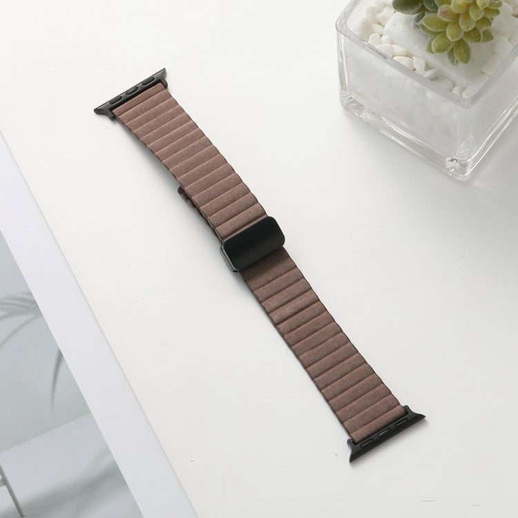 For Apple Watch SE 2023 44mm Water Ripple Magnetic Folding Buckle Watch Band, Style: Bold Version(Light Brown) - Watch Bands by PMC TechLife | Online Shopping South Africa | PMC TechLife | Buy Now Pay Later Mobicred
