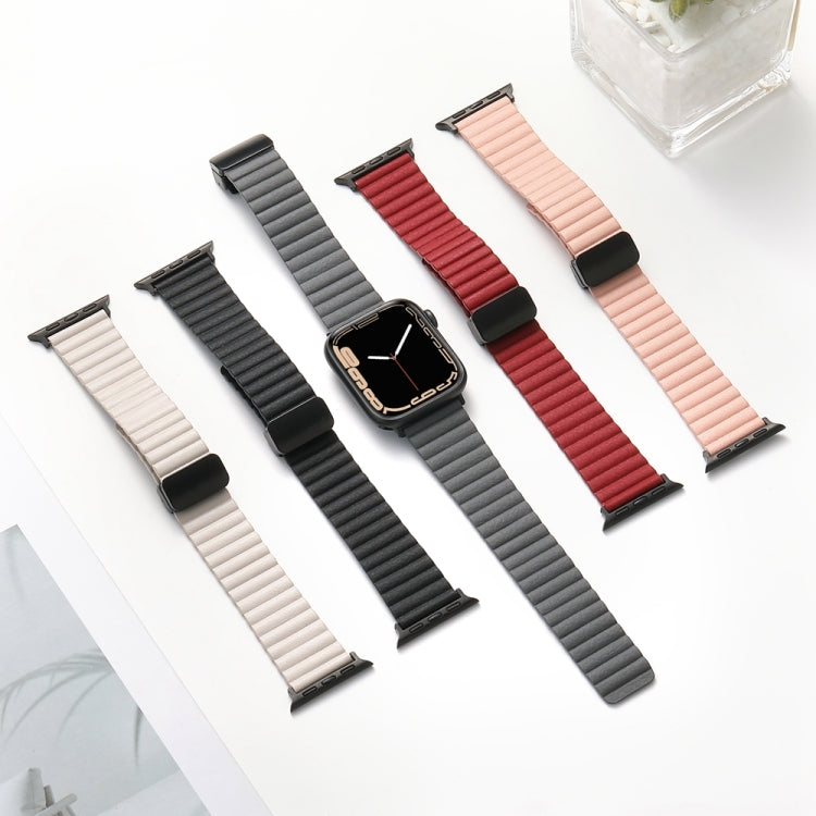 For Apple Watch SE 2023 44mm Water Ripple Magnetic Folding Buckle Watch Band, Style: Bold Version(Light Brown) - Watch Bands by PMC TechLife | Online Shopping South Africa | PMC TechLife | Buy Now Pay Later Mobicred