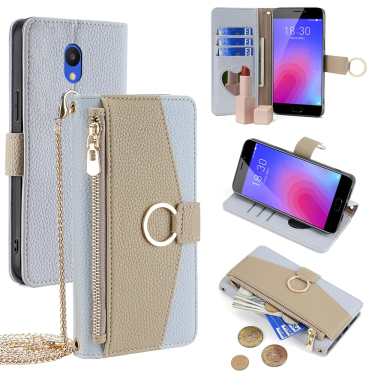 For Meizu M6 Crossbody Litchi Texture Leather Phone Case(Blue) - More Brand by PMC TechLife | Online Shopping South Africa | PMC TechLife | Buy Now Pay Later Mobicred