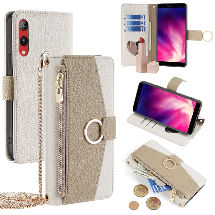 For Rakuten Hand 4G Crossbody Litchi Texture Leather Phone Case(White) - More Brand by PMC TechLife | Online Shopping South Africa | PMC TechLife | Buy Now Pay Later Mobicred
