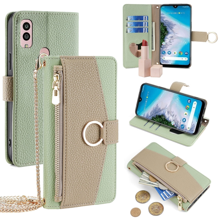 For Kyocera Android One S10 Crossbody Litchi Texture Leather Phone Case(Green) - More Brand by PMC TechLife | Online Shopping South Africa | PMC TechLife | Buy Now Pay Later Mobicred