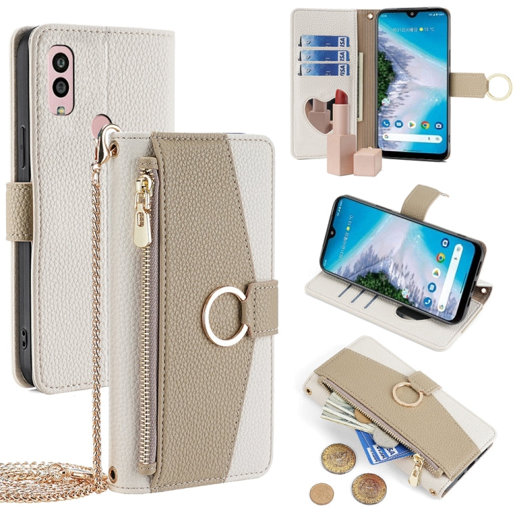 For Kyocera Android One S10 Crossbody Litchi Texture Leather Phone Case(White) - More Brand by PMC TechLife | Online Shopping South Africa | PMC TechLife | Buy Now Pay Later Mobicred