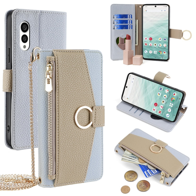 For Fujitsu Arrows N F-51C Crossbody Litchi Texture Leather Phone Case(Blue) - More Brand by PMC TechLife | Online Shopping South Africa | PMC TechLife | Buy Now Pay Later Mobicred