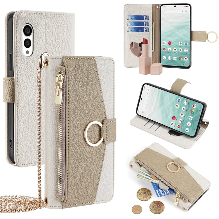 For Fujitsu Arrows N F-51C Crossbody Litchi Texture Leather Phone Case(White) - More Brand by PMC TechLife | Online Shopping South Africa | PMC TechLife | Buy Now Pay Later Mobicred