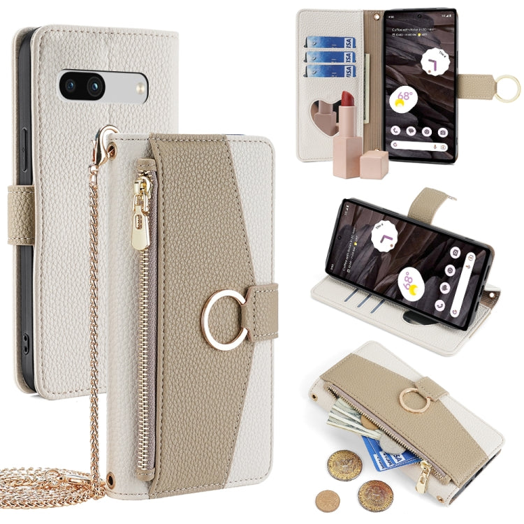 For Google Pixel 7a Crossbody Litchi Texture Leather Phone Case(White) - free shipping - PMC TechLife - Order now!