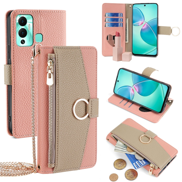 For Infinix Hot 12 Play Crossbody Litchi Texture Leather Phone Case(Pink) - Infinix Cases by PMC TechLife | Online Shopping South Africa | PMC TechLife | Buy Now Pay Later Mobicred