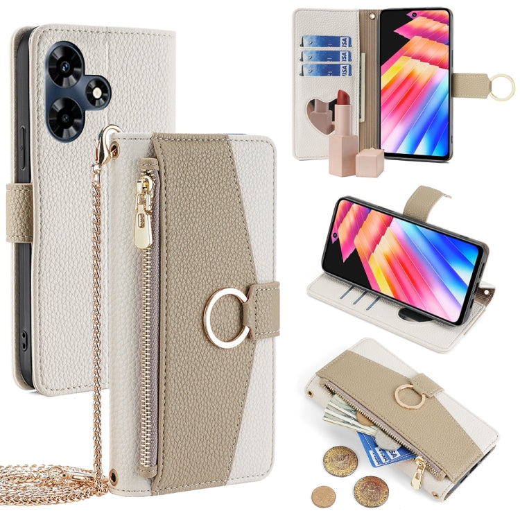 For Infinix Hot 30 4G Crossbody Litchi Texture Leather Phone Case(White) - Infinix Cases by PMC TechLife | Online Shopping South Africa | PMC TechLife | Buy Now Pay Later Mobicred