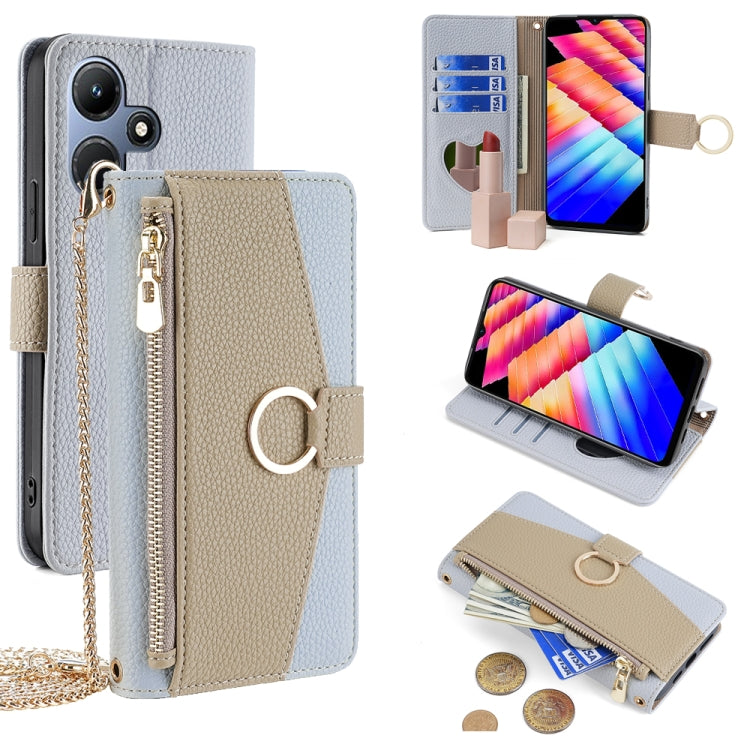 For Infinix Hot 30i 4G Crossbody Litchi Texture Leather Phone Case(Blue) - Infinix Cases by PMC TechLife | Online Shopping South Africa | PMC TechLife | Buy Now Pay Later Mobicred